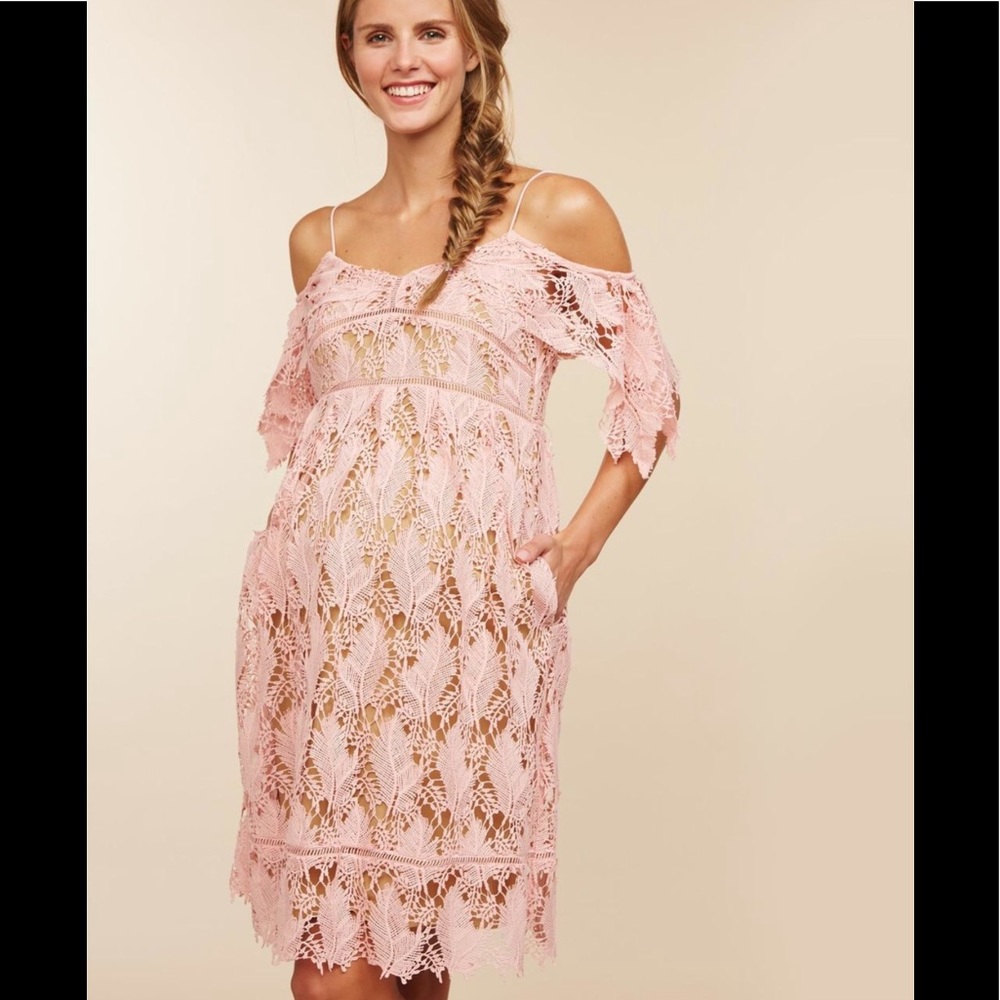 Cold Shoulder Lace Maternity Dress